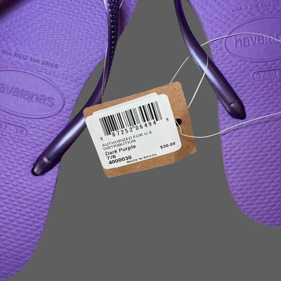 Havaianas Made in Brazil Purple Flip-Flops Size 7/8 Womens NWT - Picture 4 of 5